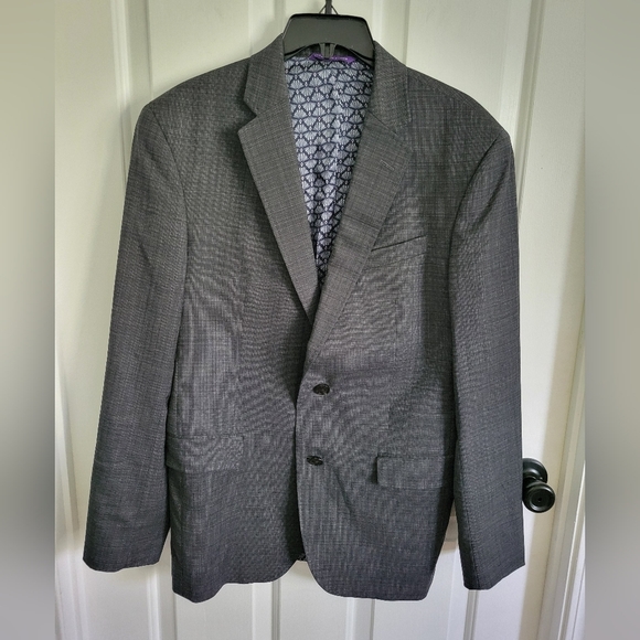 Ted Baker Mens Jay CT Gray Plaid Suit Jacket US Size 40 Regular Wool Blazer